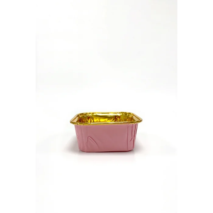 Dolphin Muffin Kare Pembe-Altın Kek Kapsülü 25 Adet