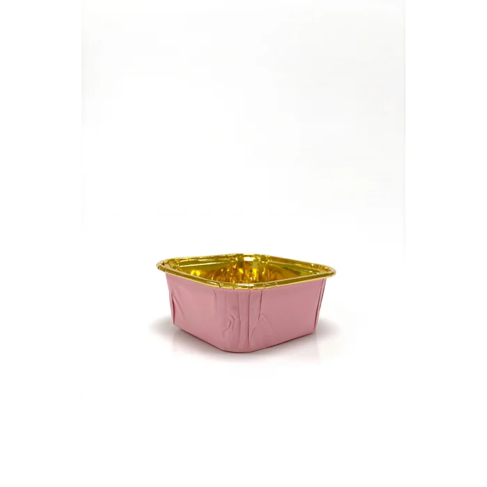Dolphin Muffin Kare Pembe-Altın Kek Kapsülü 25 Adet