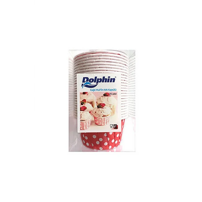 Dolphin Muffin Kek Kapsülü Kırmızı Puantiyeli 25 Adet