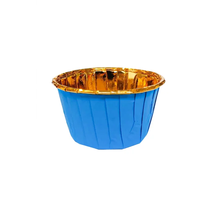 Roll-up Muffin Kek Kapsülü Mavi-Altın 25 Adet
