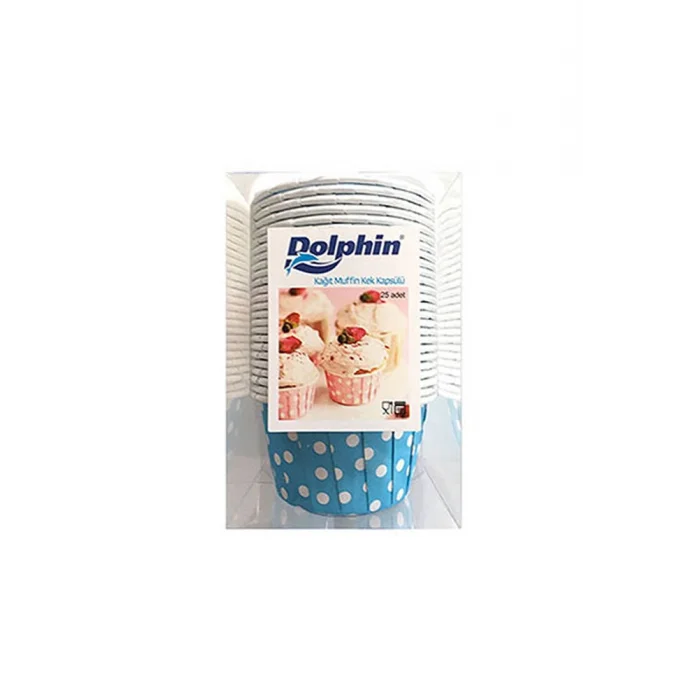 Dolphin Muffin Kek Kapsülü Açık Mavi Puantiyeli 25 Adet