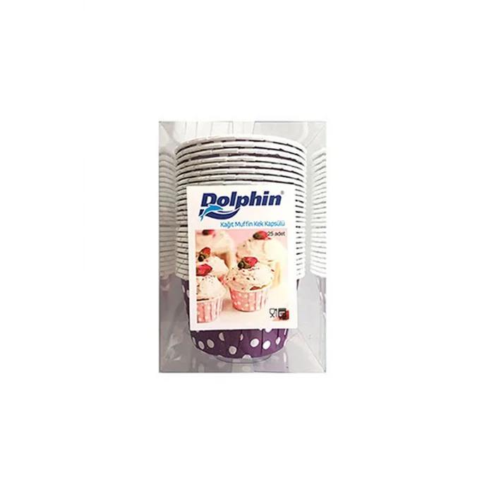 Dolphin Muffin Kek Kapsülü Mor Puantiyeli 25 Adet