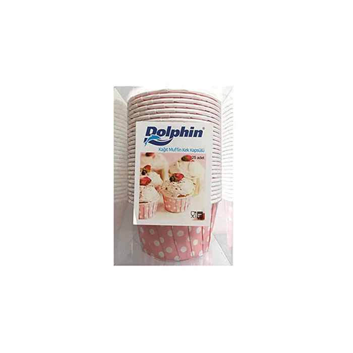 Dolphin Muffin Kek Kapsülü Pembe Puantiyeli 25 Adet