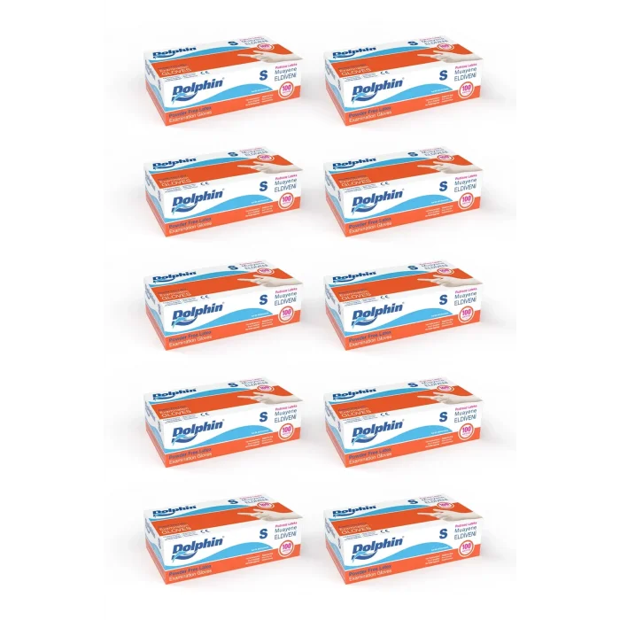 Dolphin Pudrasız Lateks Muayene Eldiveni S Beden 100 Adet x 10 Paket - MDR