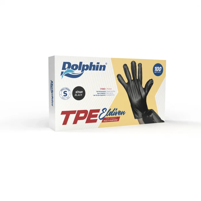 Dolphin Siyah TPE Eldiven S Beden 100 Adet