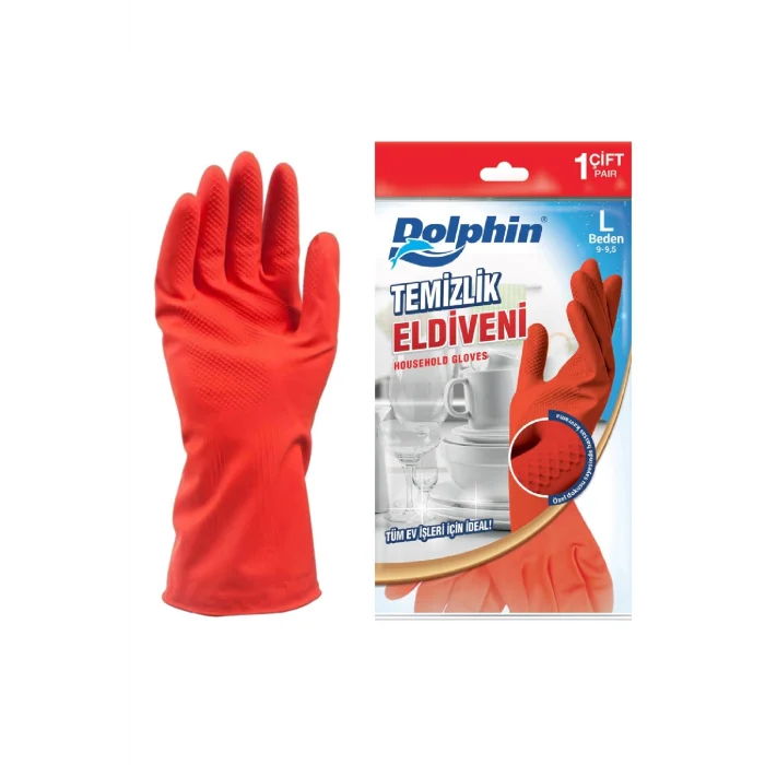Dolphin Temizlik Eldiveni Kırmızı L 1 Çift