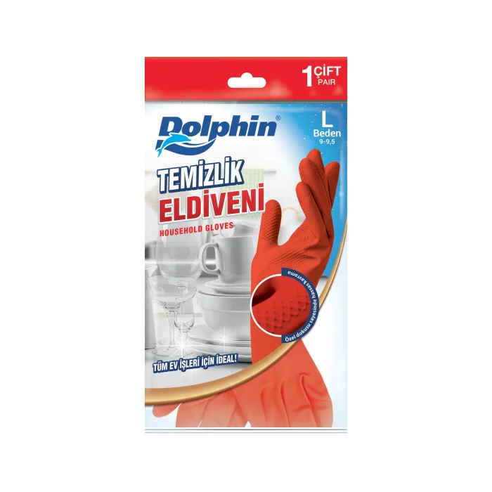 Dolphin Temizlik Eldiveni Kırmızı L 1 Çift