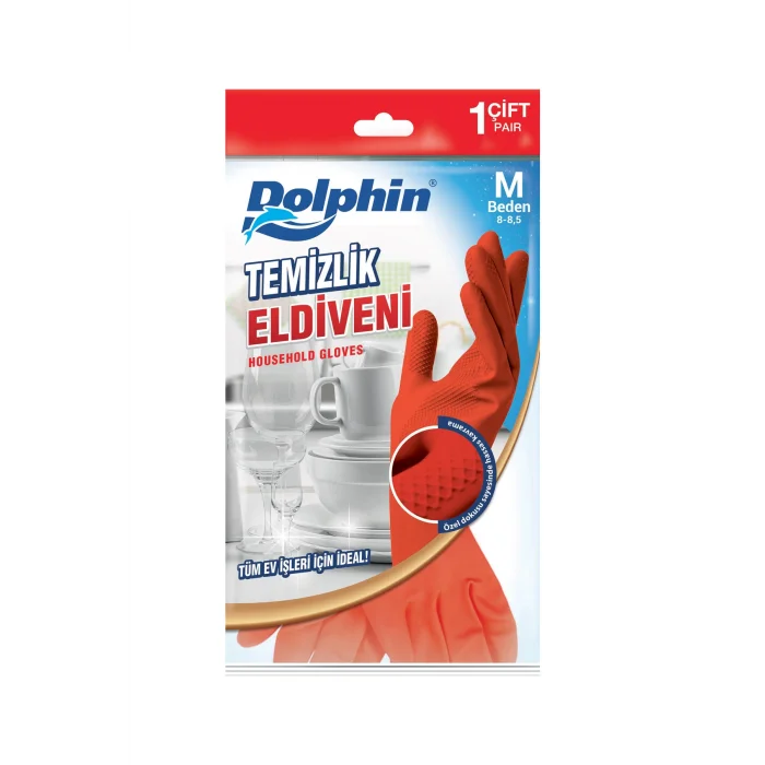 Dolphin Temizlik Eldiveni Kırmızı M 1 Çift