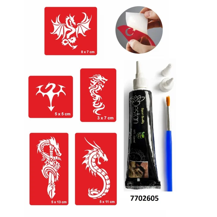 Dragon Hint Kınası ile Geçici Dövme Yapma Seti
