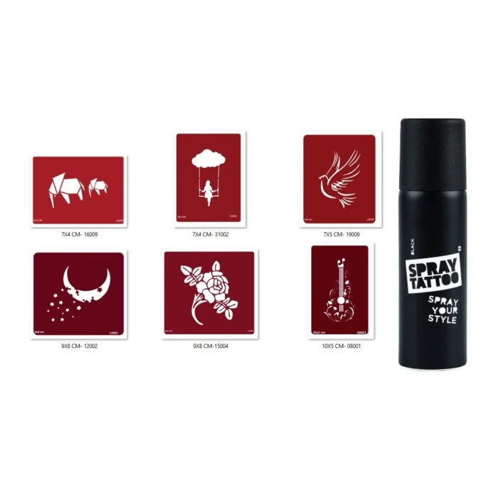 Düşünce Ve Gitar Geçici Sprey Dövme Seti Spray Tatto