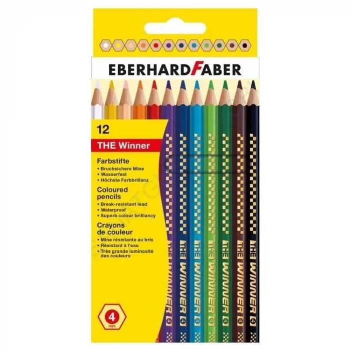 Eberhard Faber THE Winner Kalın Altıgen Kuru Boya 12 Renk