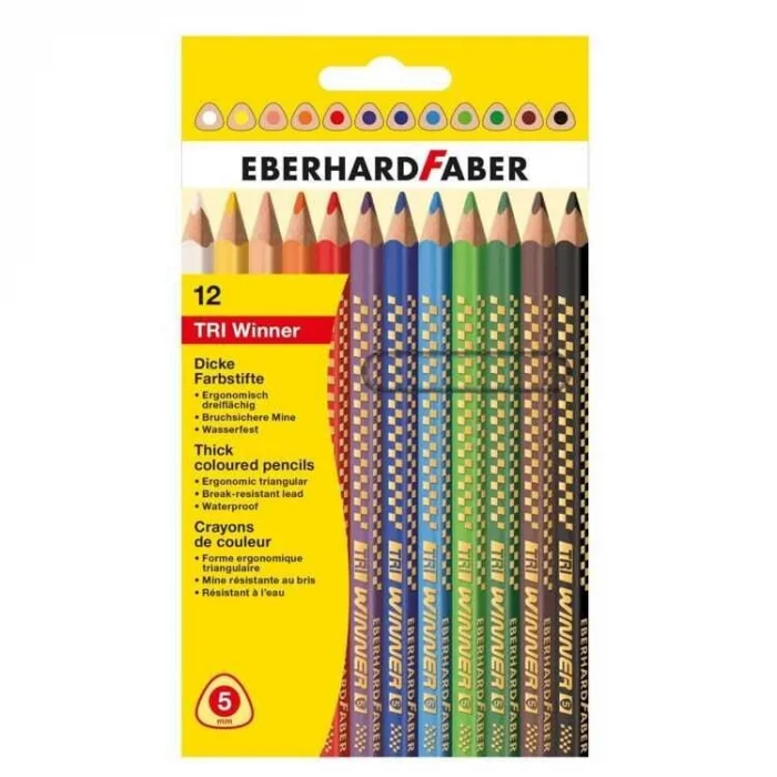 Eberhard Faber TRI Winner Kalın Üçgen Kuru Boya 12 Renk