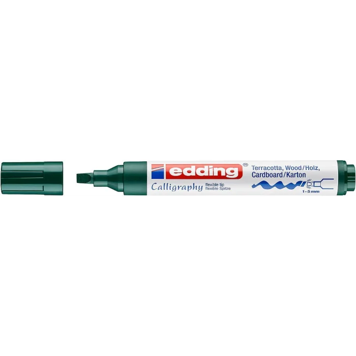 Edding 1455 Esnek Uçlu Kaligrafi Kalemi 5.0 mm. Çam Yeşili