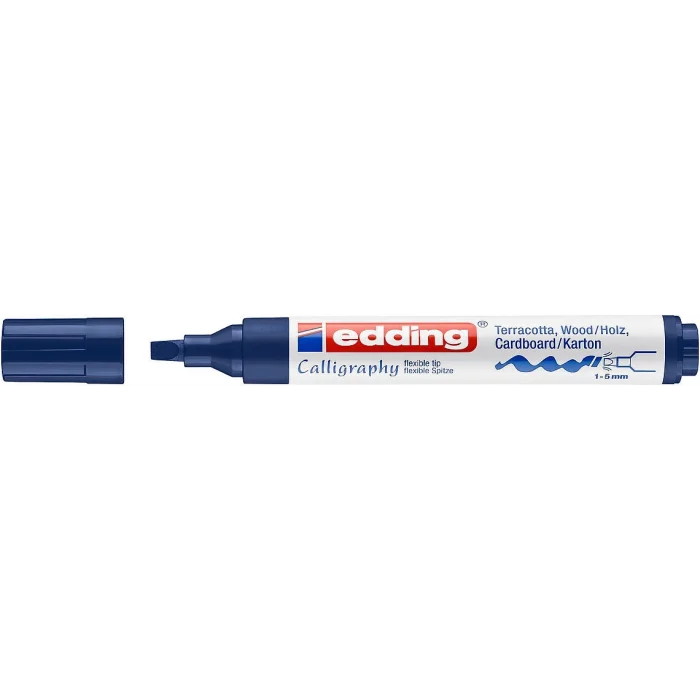 Edding 1455 Esnek Uçlu Kaligrafi Kalemi 5.0 mm. Çelik Mavi