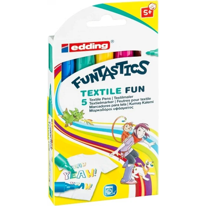 Edding 17 Funtastics Textile Fun Kumaş Tekstil Boyama Kalemi Seti 5 Renk
