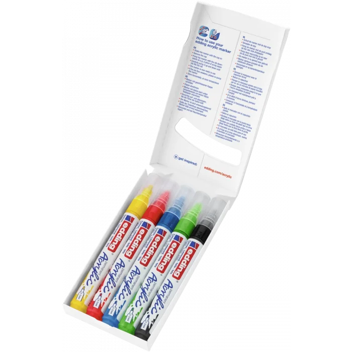 Edding 5100 Akrilik Boyama Markörü Seti 2-3 mm 5 RENK SET BASIC