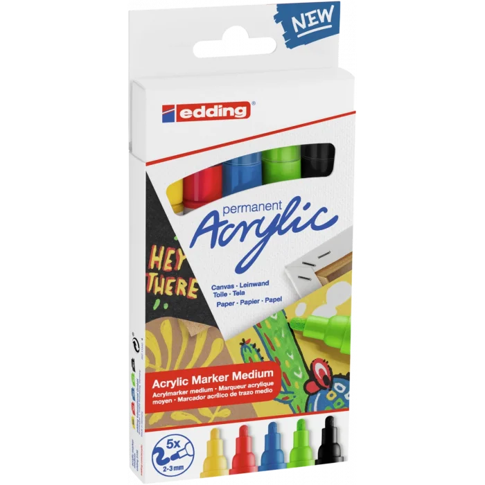 Edding 5100 Akrilik Boyama Markörü Seti 2-3 mm 5 RENK SET BASIC