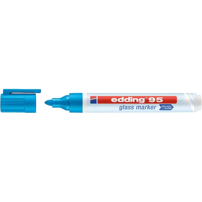 Edding 95 Glass Marker Cam Kalemi Açık Mavi