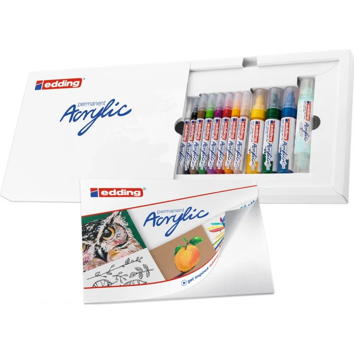 Edding Akrilik Boyama Markörü Seti Marker Creative Set 12 Mix Kalem + Akrilik Boya Defteri