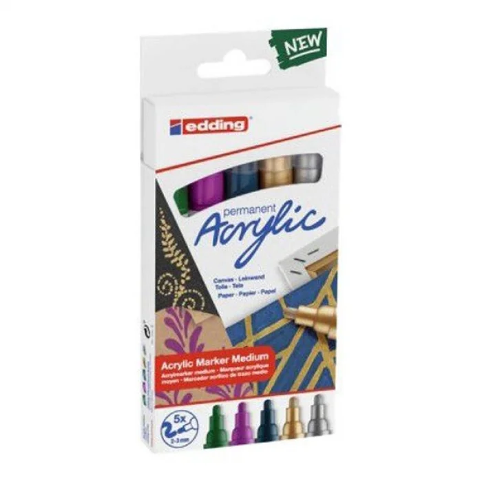 Edding E-5100 Akrilik Markör Orta Uçlu Festive 5Li Set