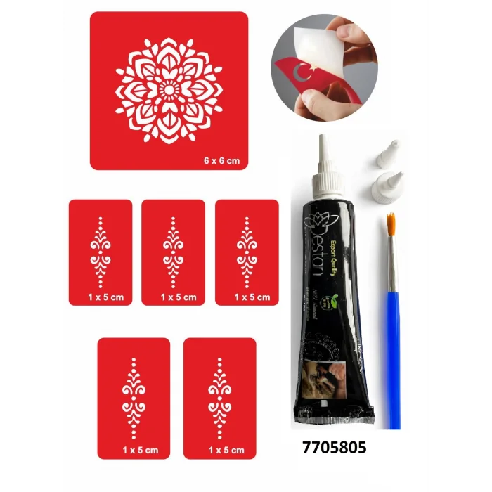 El Süsleme Mandala Hint Kınası ile Geçici Dövme Yapma Seti