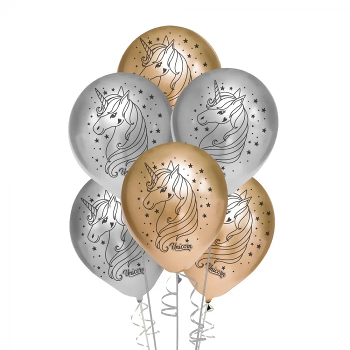 Elegant Unicorn Baskılı Metalik Balon 12