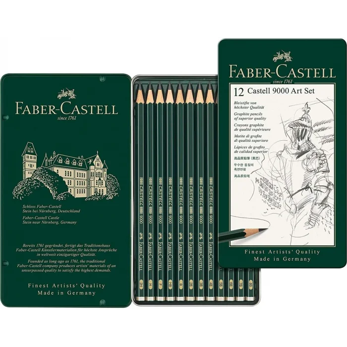Faber Castell 9000 Dereceli Kalem Karakalem Eskiz Çizim Seti (8B-2H)