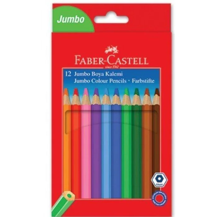 Faber Castell Jumbo Üçgen Kuru Boya 12 Renk