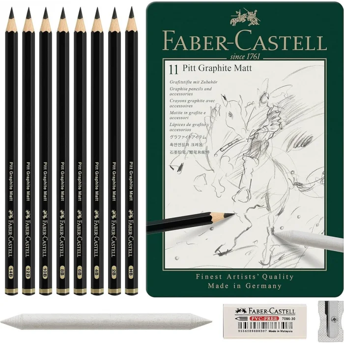 Faber Castell Pitt Graphite Matt Dereceli Kalem Eskiz Çizim Seti 11li