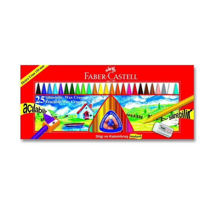Faber Castell Silinebilir Wax Crayon Mum Boya 25 Renk