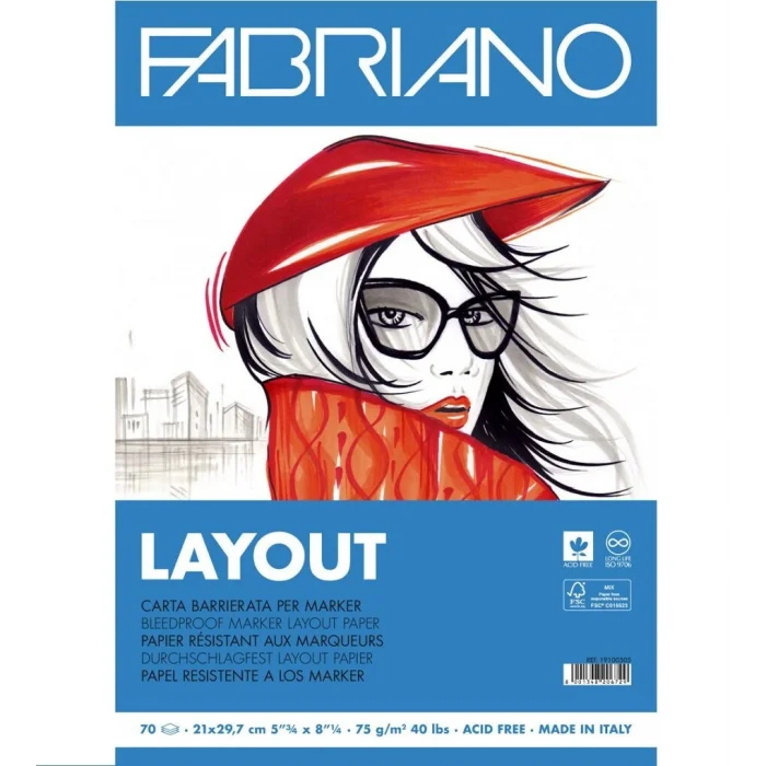 Fabriano Blocco Layout Marker Defteri Pad Blok 75 gr. A4 70 yaprak