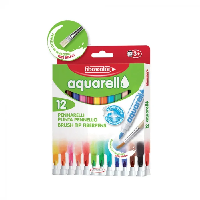Fibracolor Aquarell Suda Çözünebilen Keçeli Kalem 12 Renk