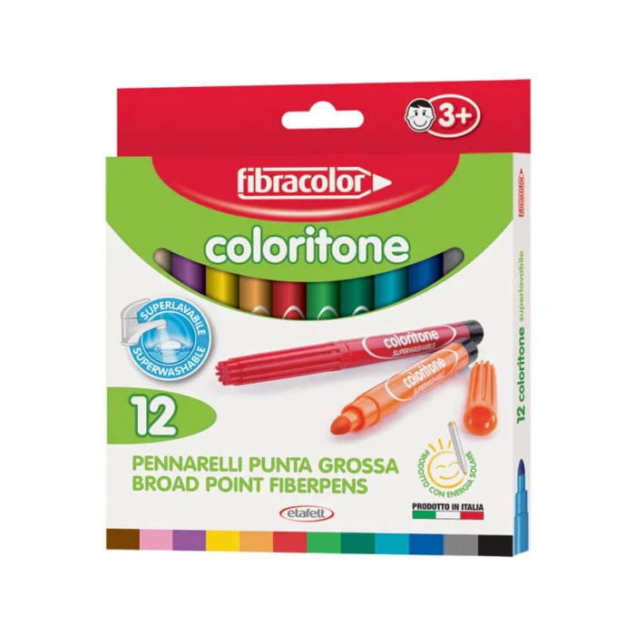 Fibracolor Coloritone Kalın Uçlu Keçeli Kalem 12 Renk