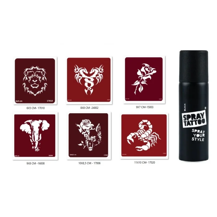 Fil Ve Gül Geçici Sprey Dövme Seti Spray Tatto