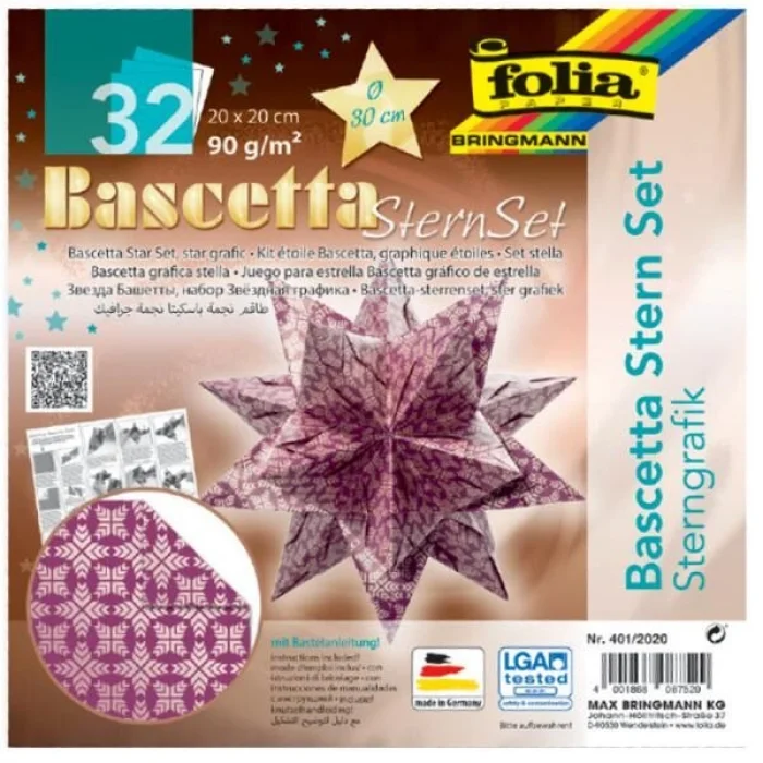 Folia Bascetta Stern Çift Taraflı Origami Kağıdı 20x20 cm. 32 Yaprak  MOR