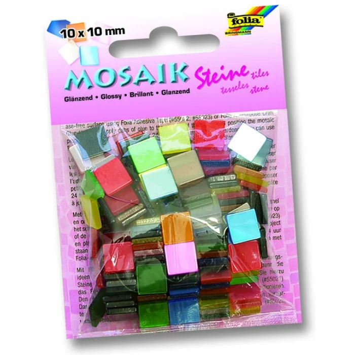 Folia Parlak Mozaik Taşı 10x10 mm. 190 Adet KARIŞIK RENK