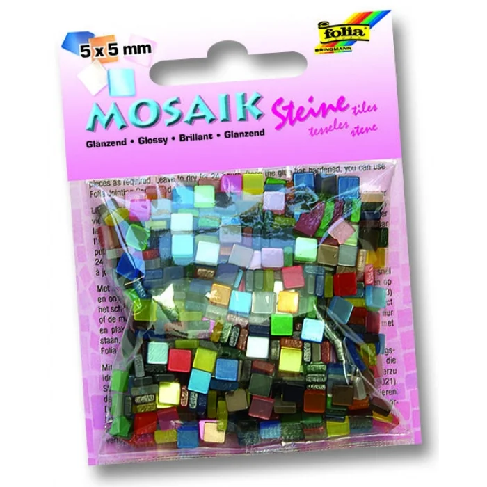 Folia Parlak Mozaik Taşı 5x5 mm. 700 Adet 20 RENK KARIŞIK