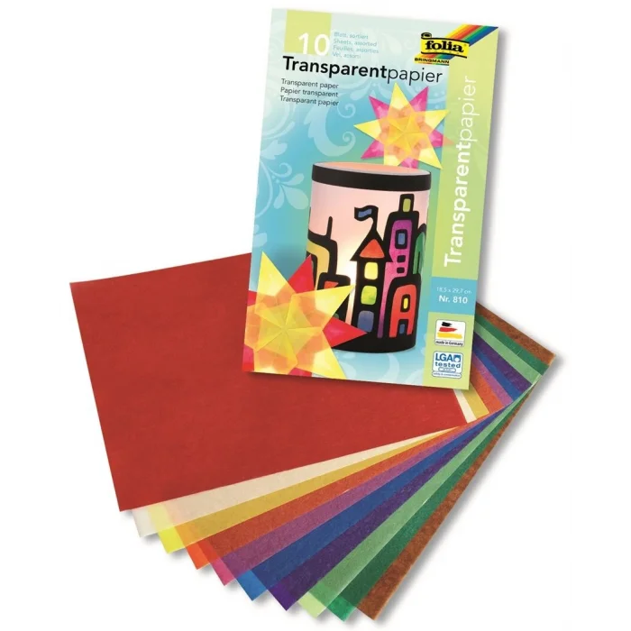 Folia Transparan Kağıt 18.5x29.7 cm. 42 gr. 10 Renk