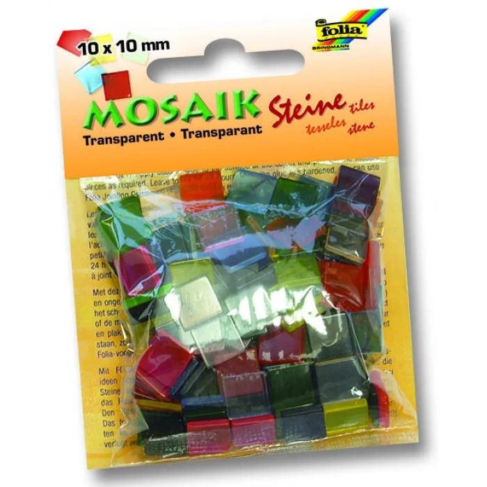 Folia Transparan Mozaik Taşı 10x10 mm. 190 Adet KARIŞIK RENK