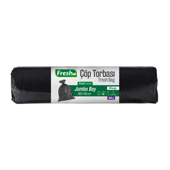 Fresh-Up Çöp Torbası Jumbo Boy 80*110 cm Siyah 10 Adet