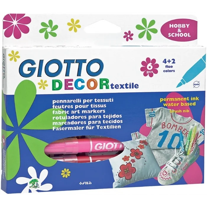 Giotto Decor Textile Kumaş Boyama Kalemi Seti 6 Renk