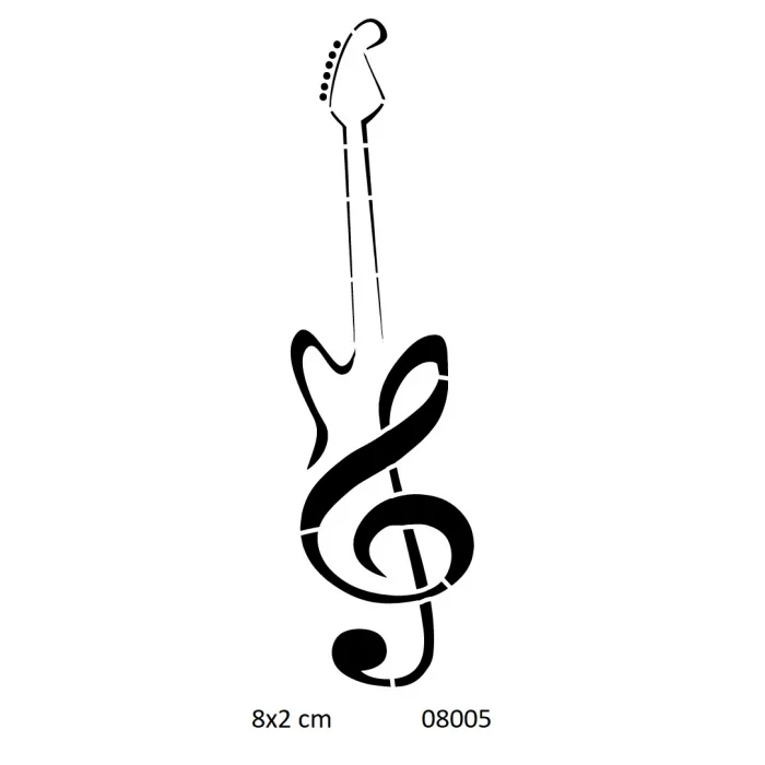 Gitar Nota Geçici Dövme Şablonu