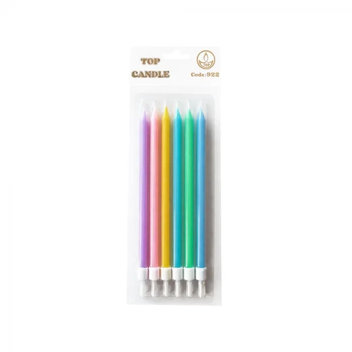Gökkuşağı Renkleri Pasta Mumu Seti 15 cm 6 Parça