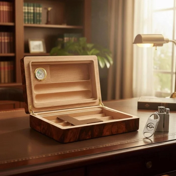 Guevara Ceviz Kaplama Puro Taşıma Kutusu Humidor 6s