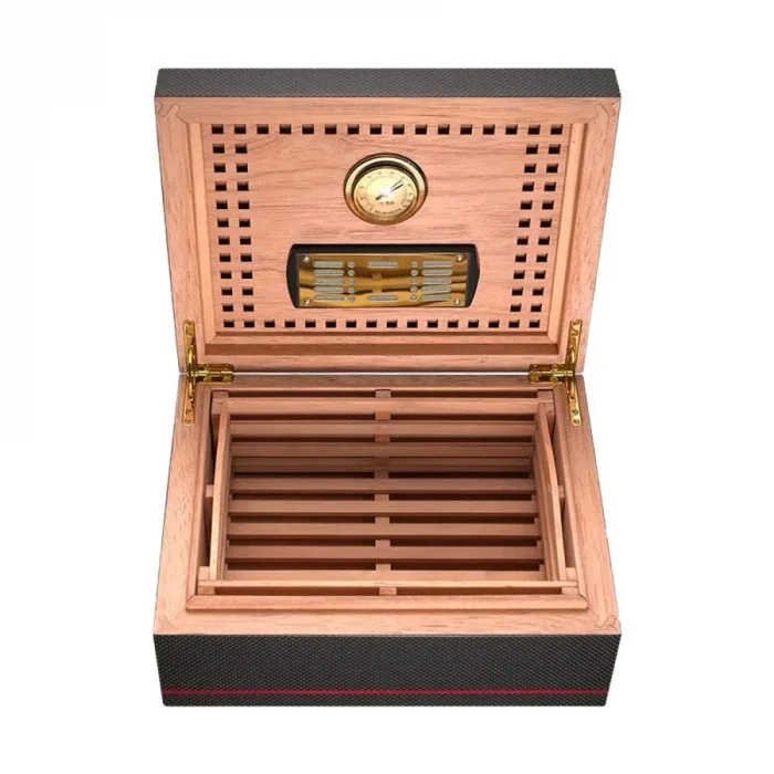 Guevara Karbonfiber Humidor Puro Kutusu Siyah 40s