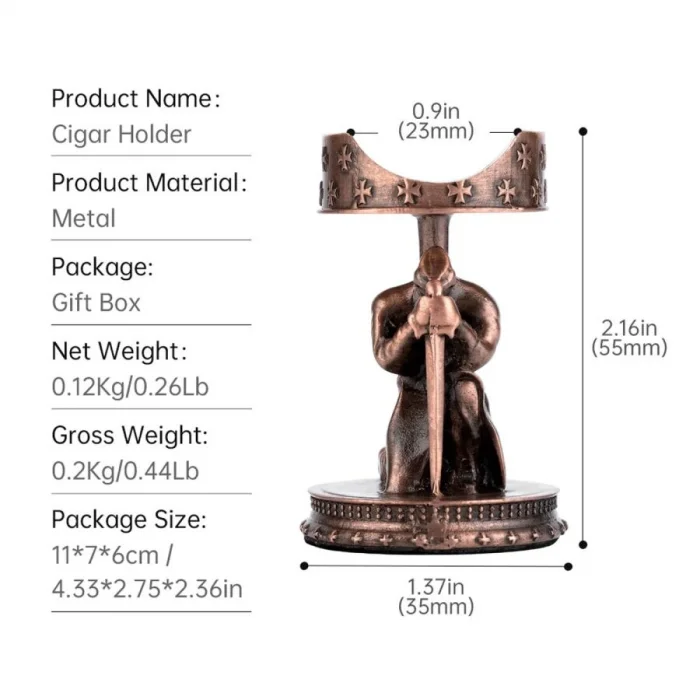 Guevara Oturan Şövalye Metal Puro Standı Sehpası Bronz