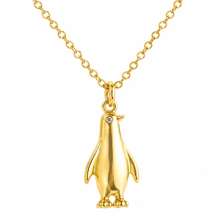 Gümüş Gold Penguen Kadın Kolye
