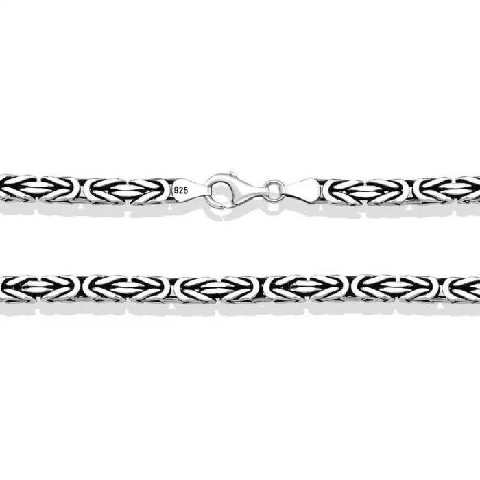 Gümüş Kral Zincir - 4 mm Köşeli