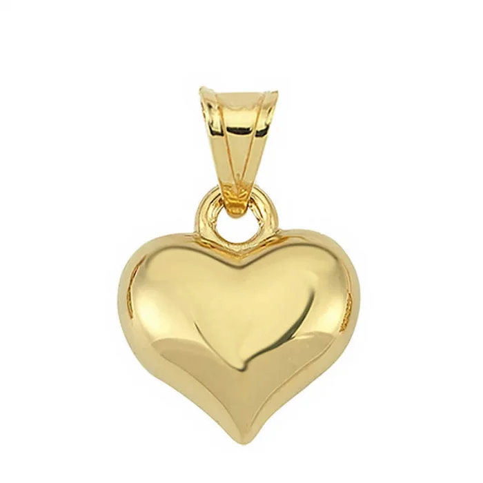 Gümüş Küçük 3 Boyutlu Gold Kalp Kadın Kolye Ucu