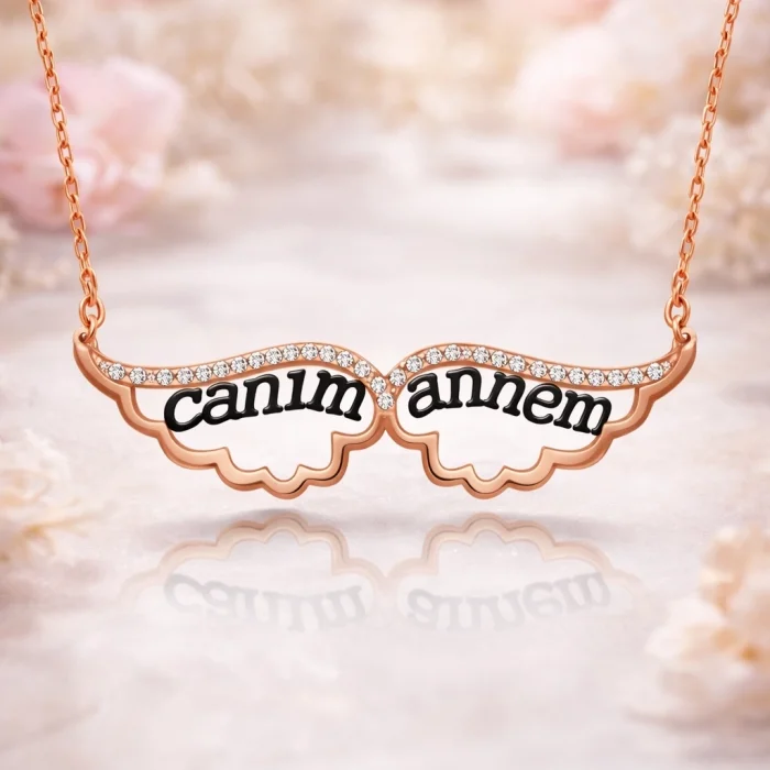 Gümüş Melek Canım Annem Bayan Kolye